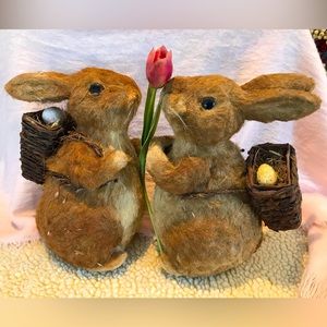 Vintage Sisal Realistic Easter 🐰 Bunnies 🐰12” tall Lifelike Basket Backpack 🧺